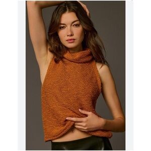 Pilcro Terracotta Cowl Neck Sweater Textured Knit